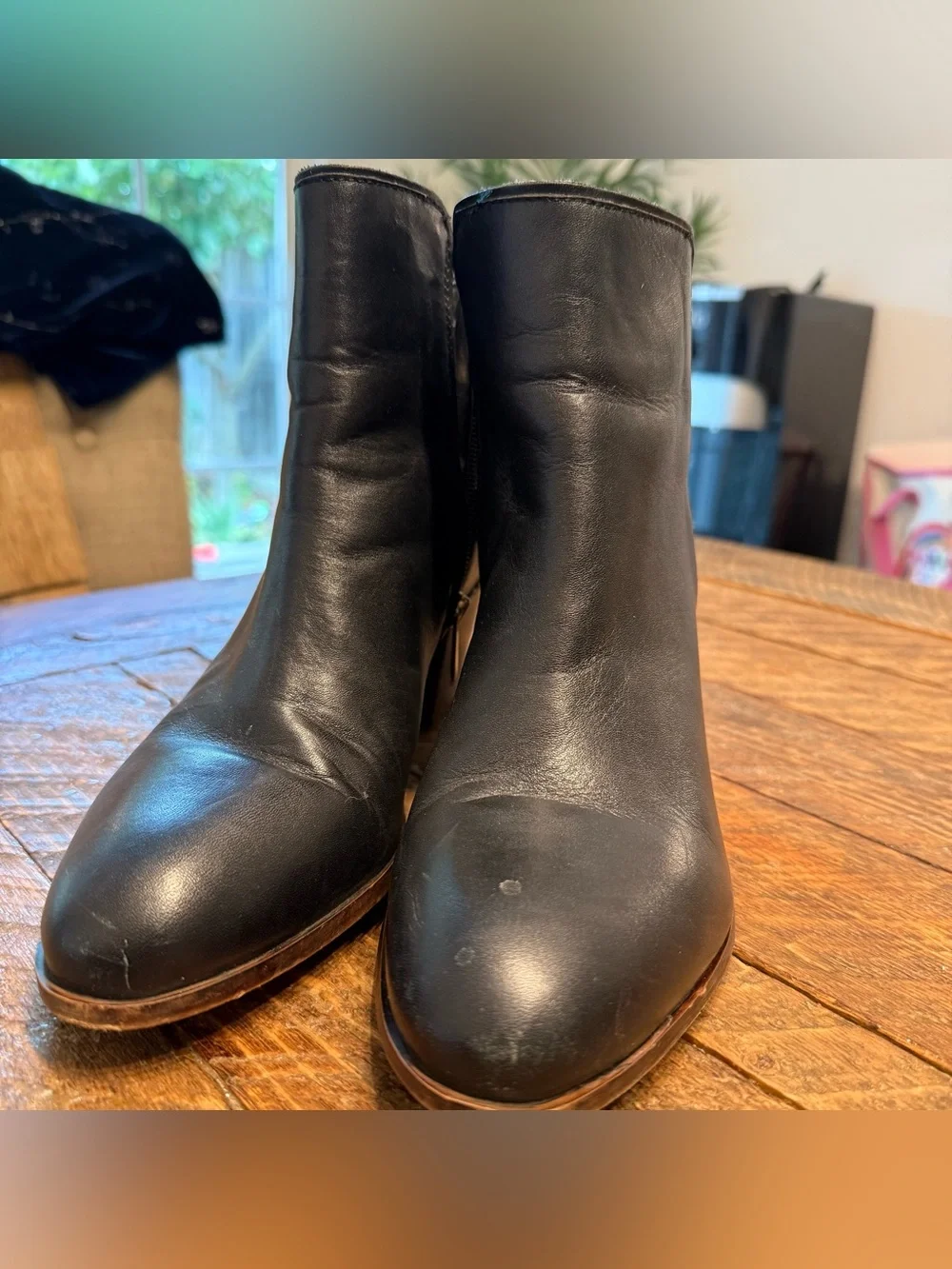 Black Leather Women's Ankle Boots - Classic Zip Booties (Size 8 1/2)